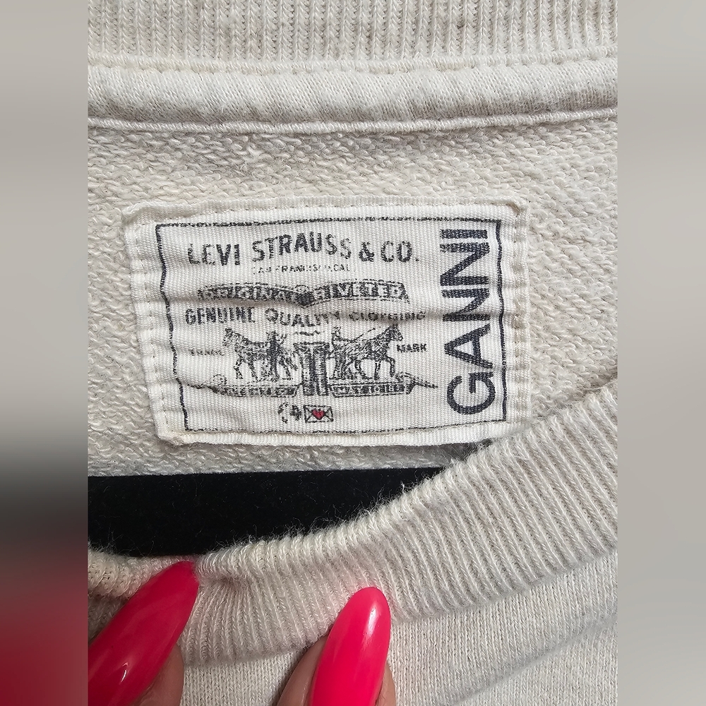 GANNI x Levi’s Logo Sweatshirt Beige Oversized Size M Women’s - Picture 3 of 11